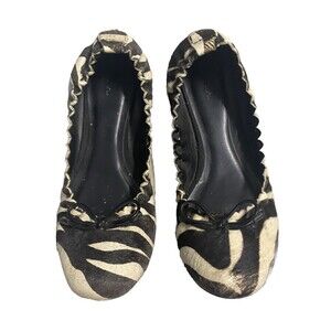 Merona Size 8 Zebra Print Ballet Flats Faux Fur